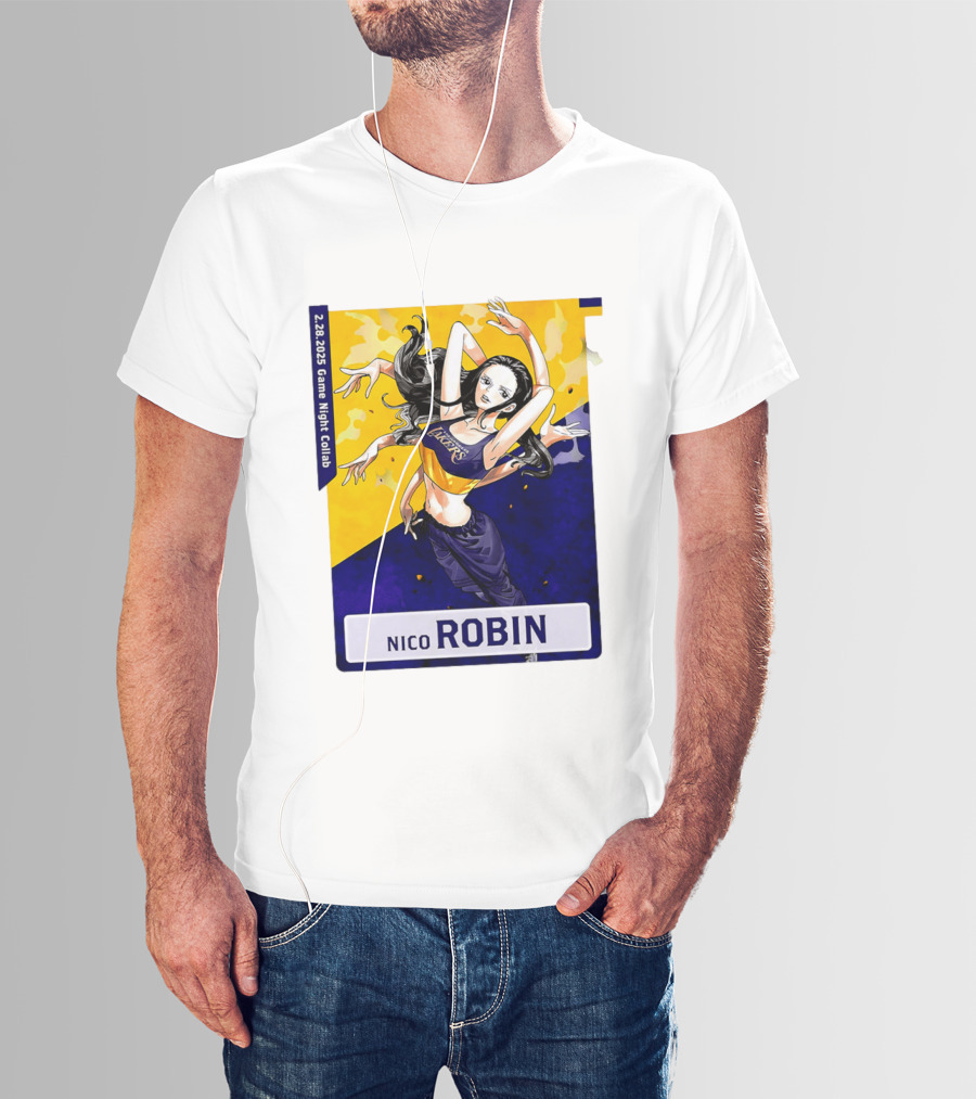 2025 Game Night Collab One Piece X Los Angeles Lakers Nico Robin T-Shirt
