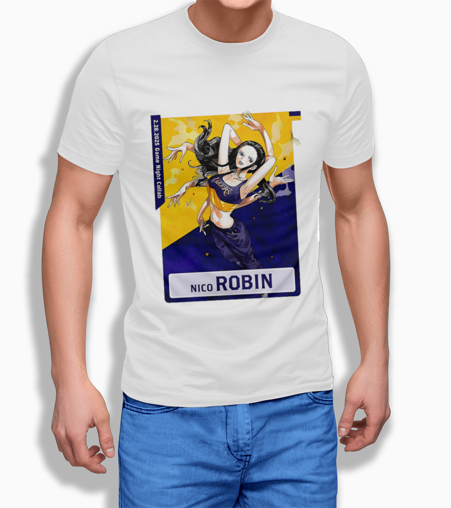 2025 Game Night Collab One Piece X Los Angeles Lakers Nico Robin T-Shirt