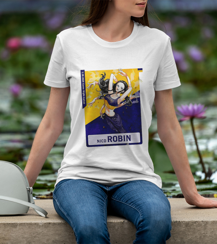 2025 Game Night Collab One Piece X Los Angeles Lakers Nico Robin T-Shirt