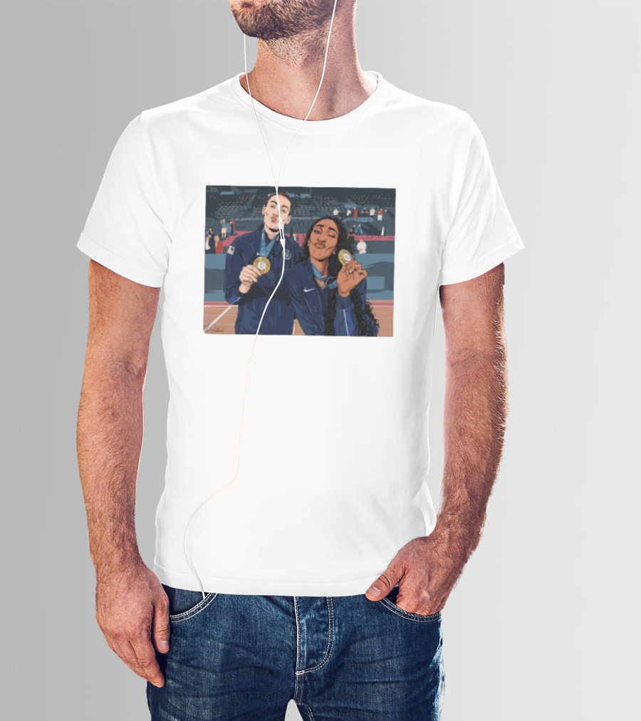 A'Ja Wilson Breanna Stewart Gold Medal Celebration WNBA T-Shirt