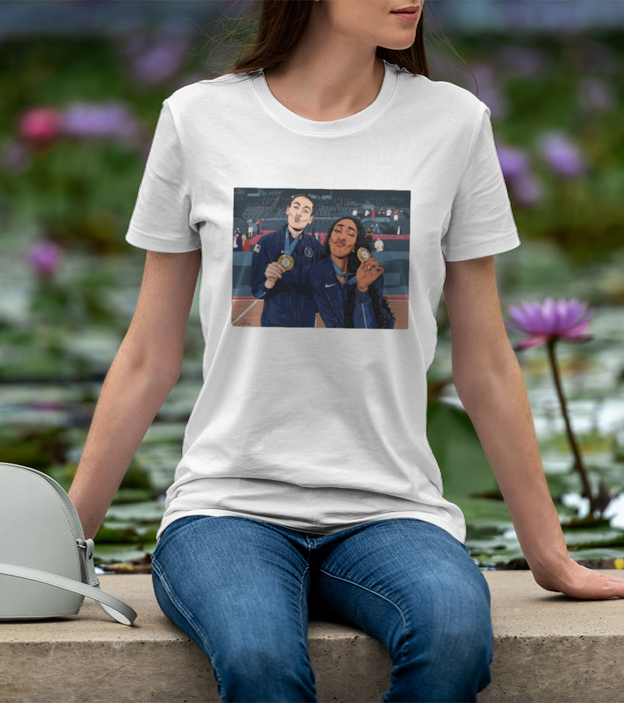 A'Ja Wilson Breanna Stewart Gold Medal Celebration WNBA T-Shirt