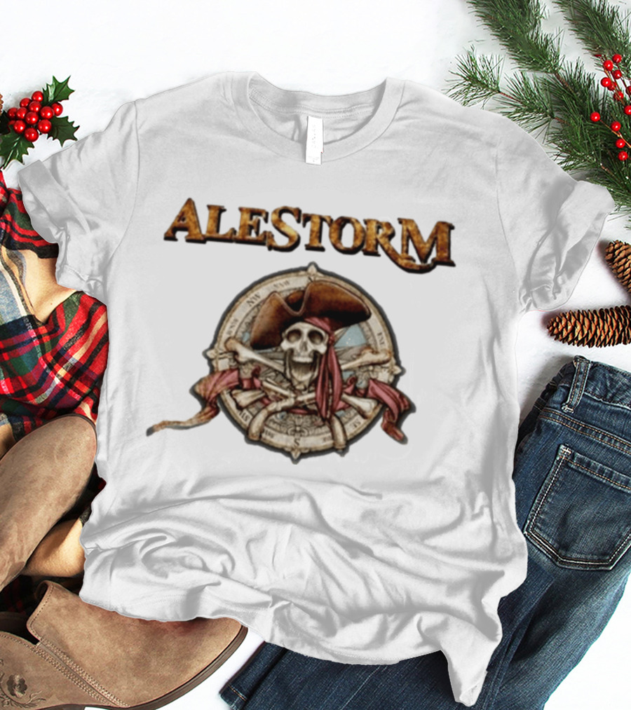 ALESTORM Pirate Skeleton Nautical Compass Skulls Crossbones T-Shirt