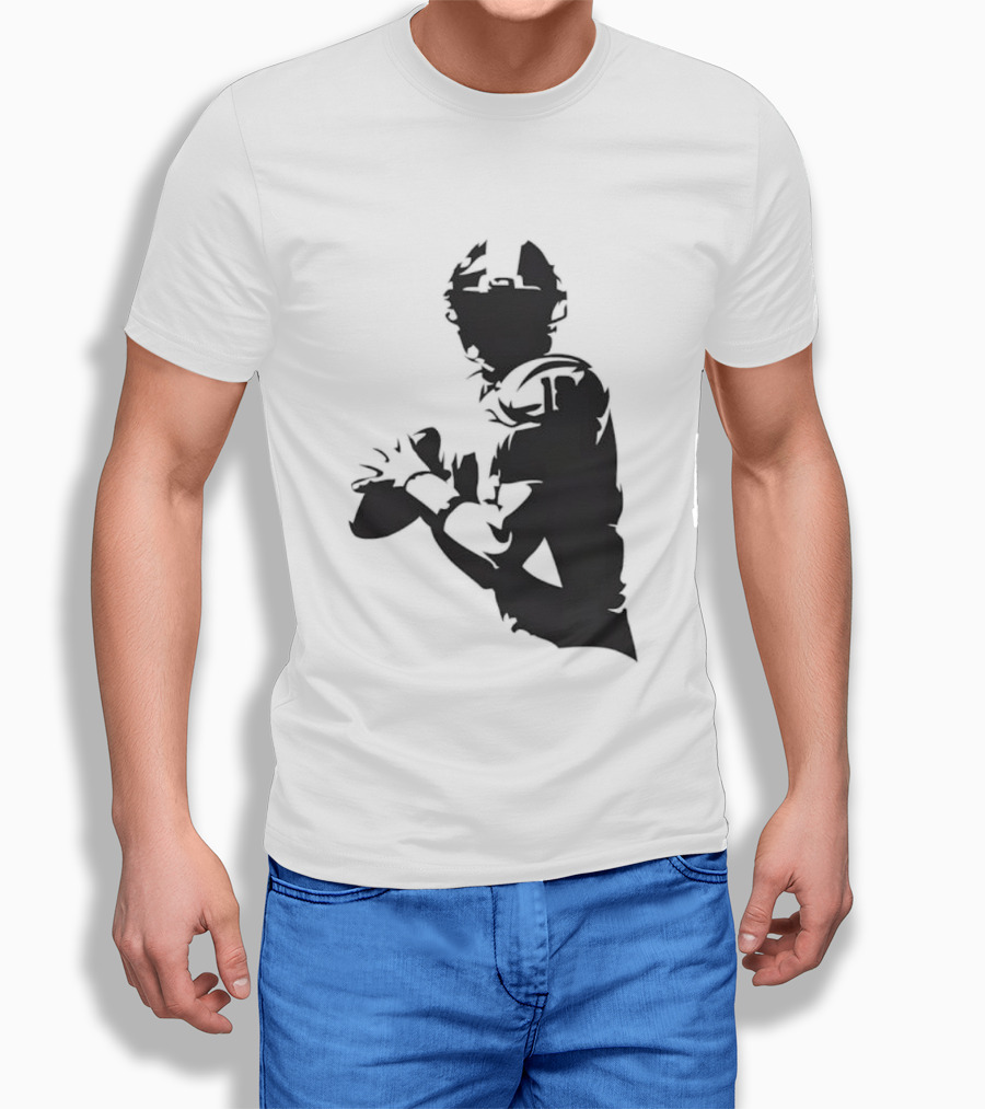 Quarterback Player Silhouette American Football Sports T-Shirt
