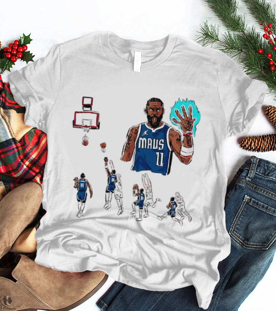 Dallas Mavericks Kyrie Irving Left Hand Hook Shot Game Winner Basketball Play Sequence T-Shirt