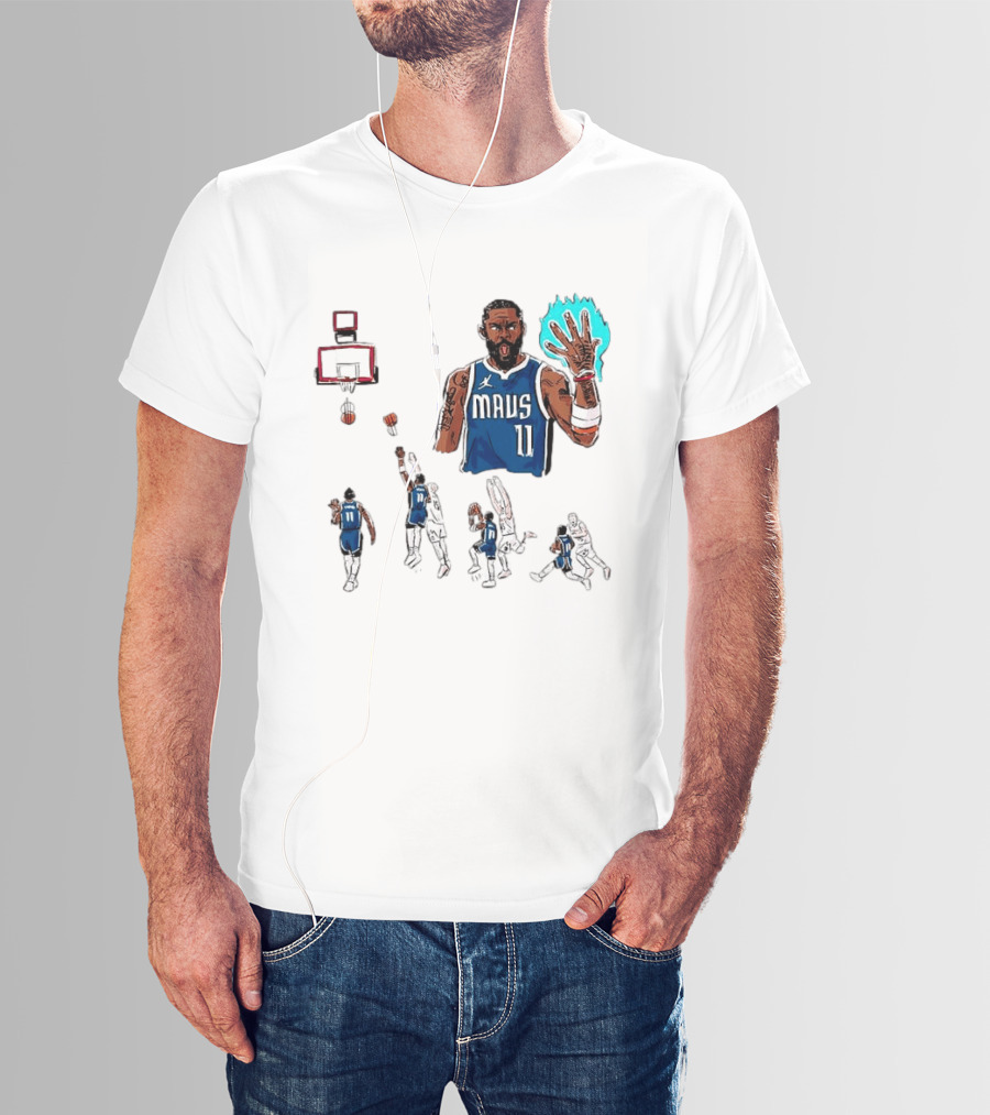 Dallas Mavericks Kyrie Irving Left Hand Hook Shot Game Winner Basketball Play Sequence T-Shirt