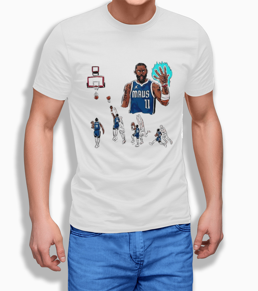 Dallas Mavericks Kyrie Irving Left Hand Hook Shot Game Winner Basketball Play Sequence T-Shirt