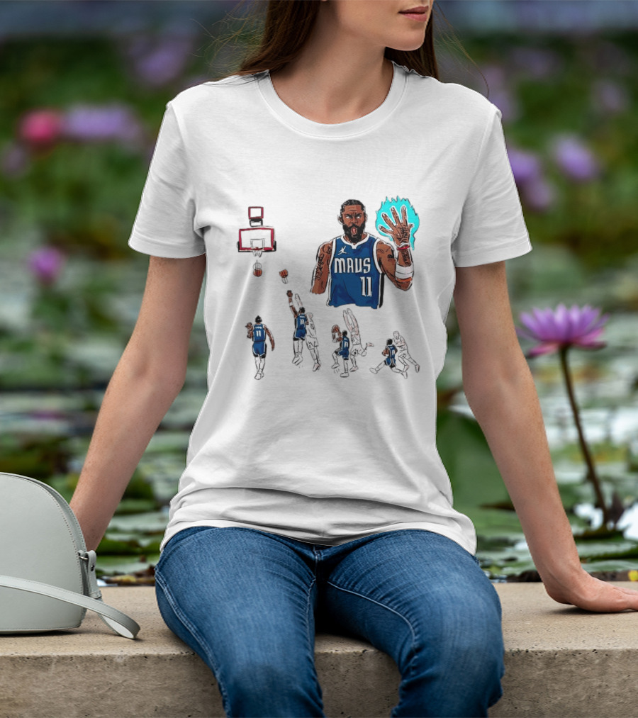 Dallas Mavericks Kyrie Irving Left Hand Hook Shot Game Winner Basketball Play Sequence T-Shirt