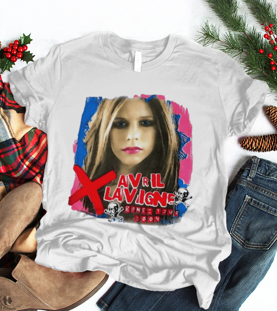 Avril Lavigne Bonez Tour 2004 Skull And Crossbones T-Shirt