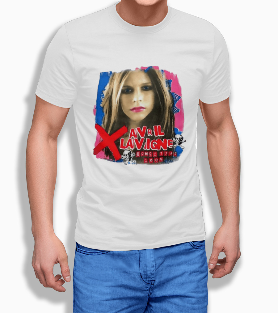 Avril Lavigne Bonez Tour 2004 Skull And Crossbones T-Shirt