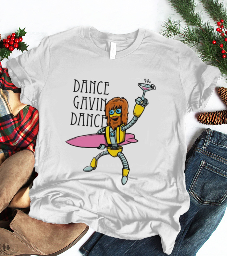 Dance Gavin Dance Surfing Robot With Pink Surfboard And Cocktail T-Shirt