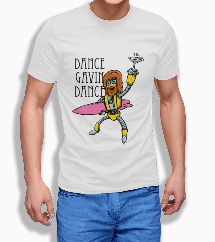 Dance Gavin Dance Surfing Robot With Pink Surfboard And Cocktail T-Shirt