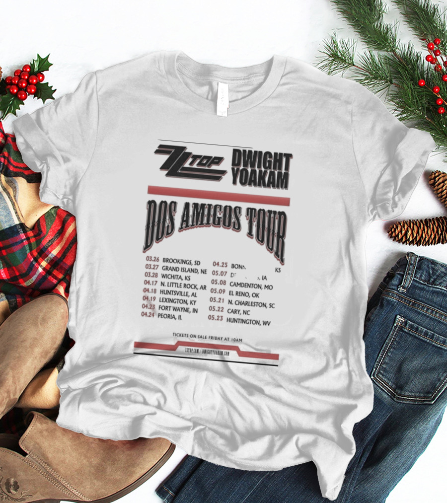 ZZ Top Dwight Yoakam Dos Amigos Tour 2026 Dates And Locations T-Shirt