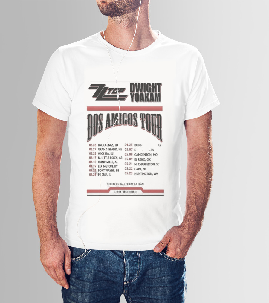 ZZ Top Dwight Yoakam Dos Amigos Tour 2026 Dates And Locations T-Shirt