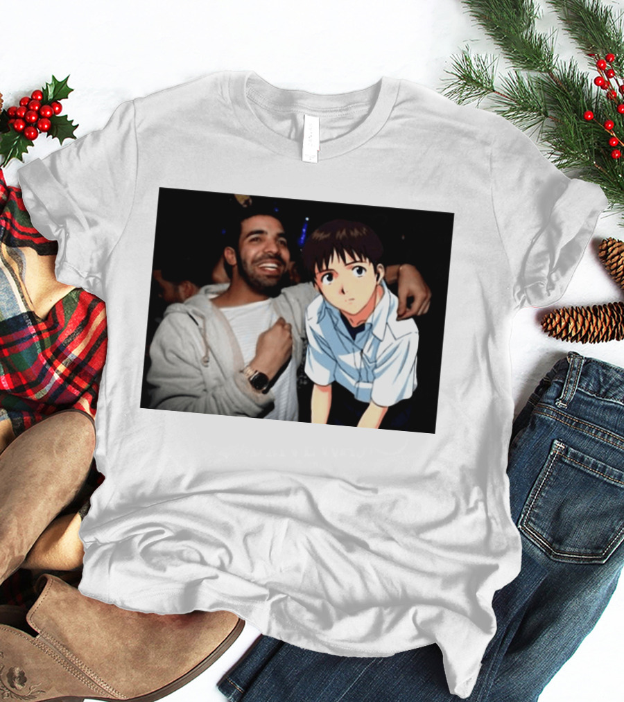 Drake With Shinji Ikari From Evangelion Anime T-Shirt