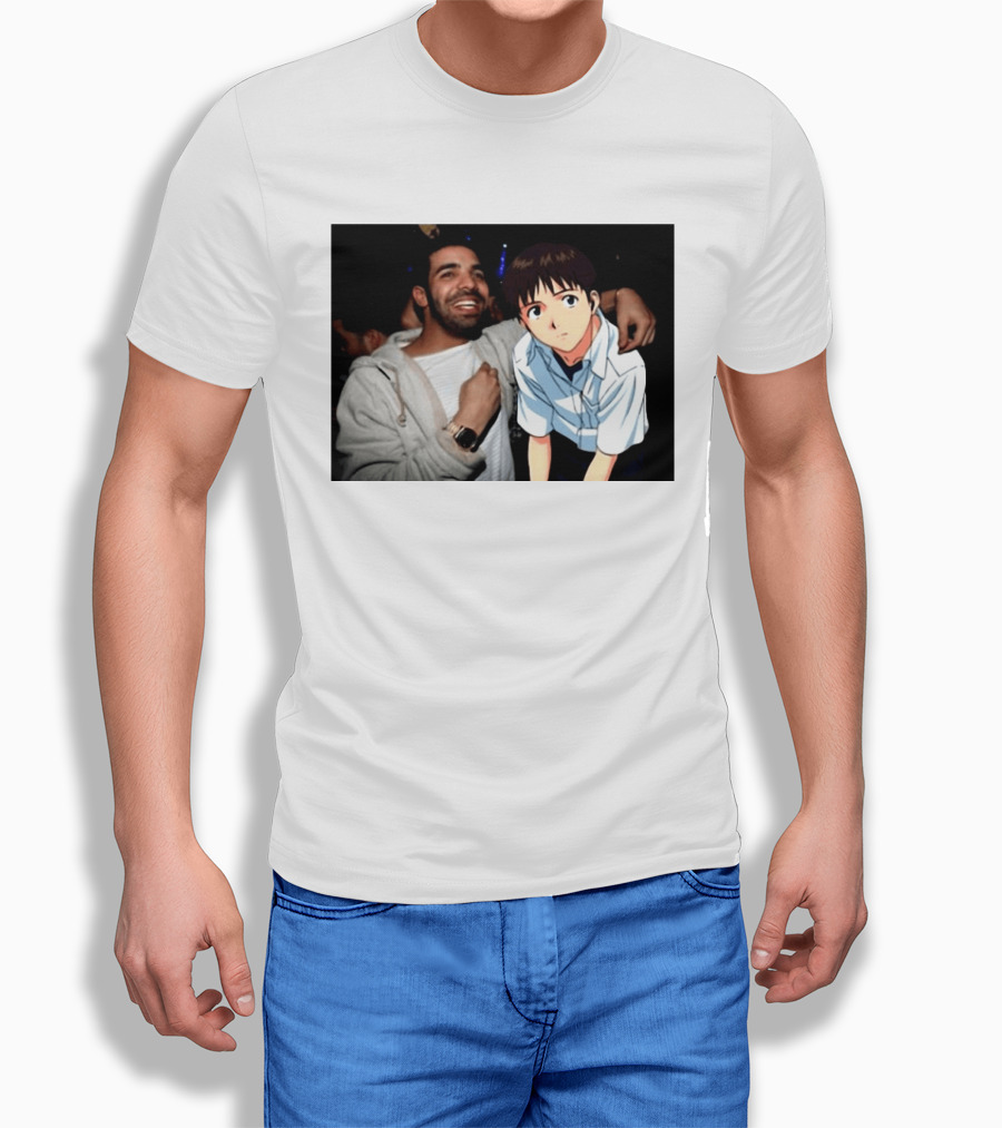 Drake With Shinji Ikari From Evangelion Anime T-Shirt