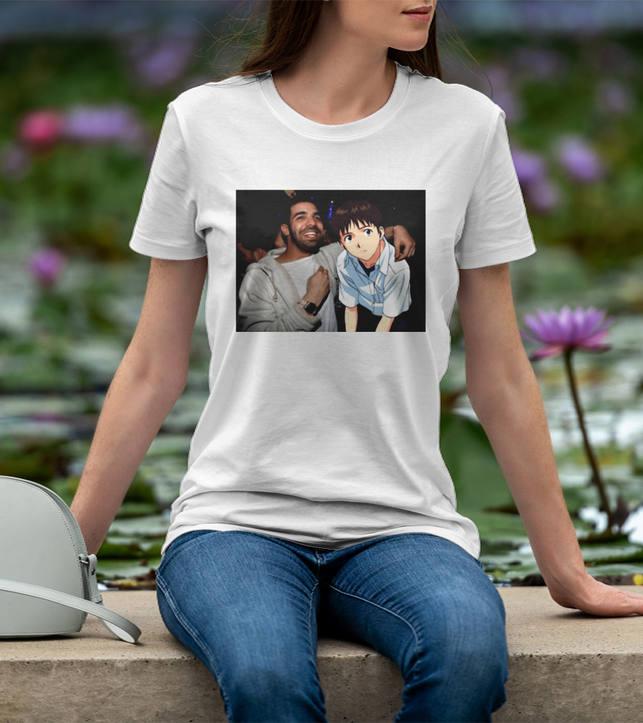 Drake With Shinji Ikari From Evangelion Anime T-Shirt