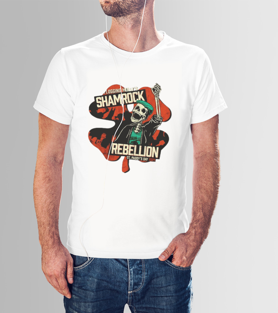 Flogging Molly Shamrock Rebellion St. Paddy's Day 2024 Skeleton T-Shirt