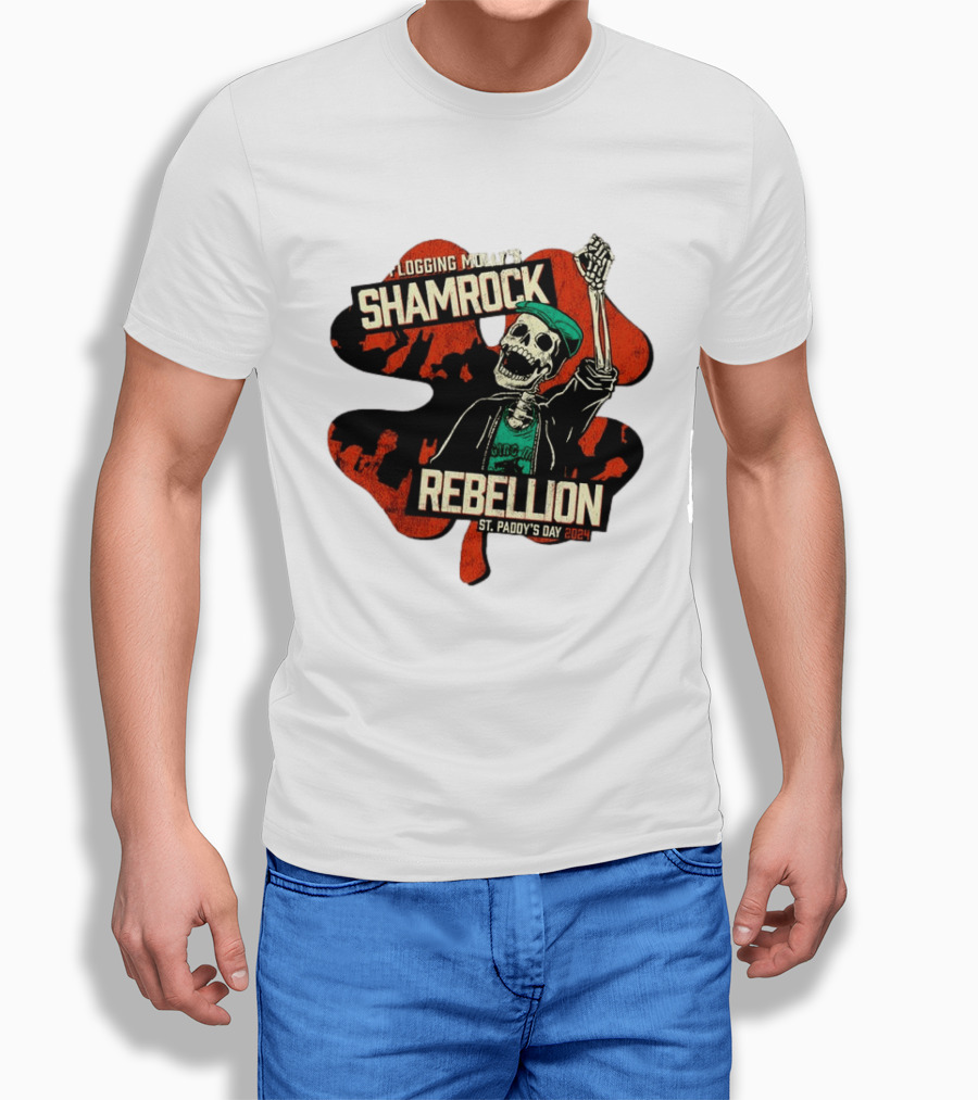 Flogging Molly Shamrock Rebellion St. Paddy's Day 2024 Skeleton T-Shirt