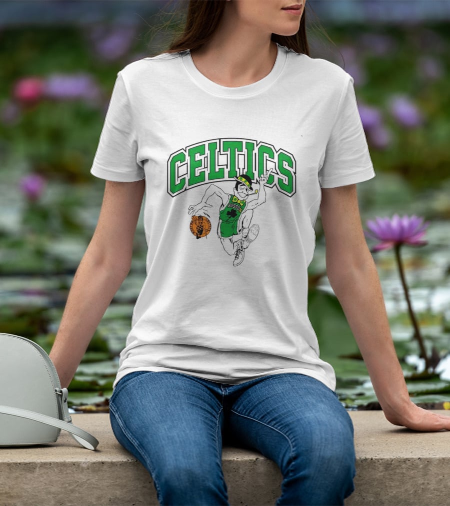 Boston Celtics Leprechaun Dancing Basketball St Patrick's Day Celebration T-Shirt