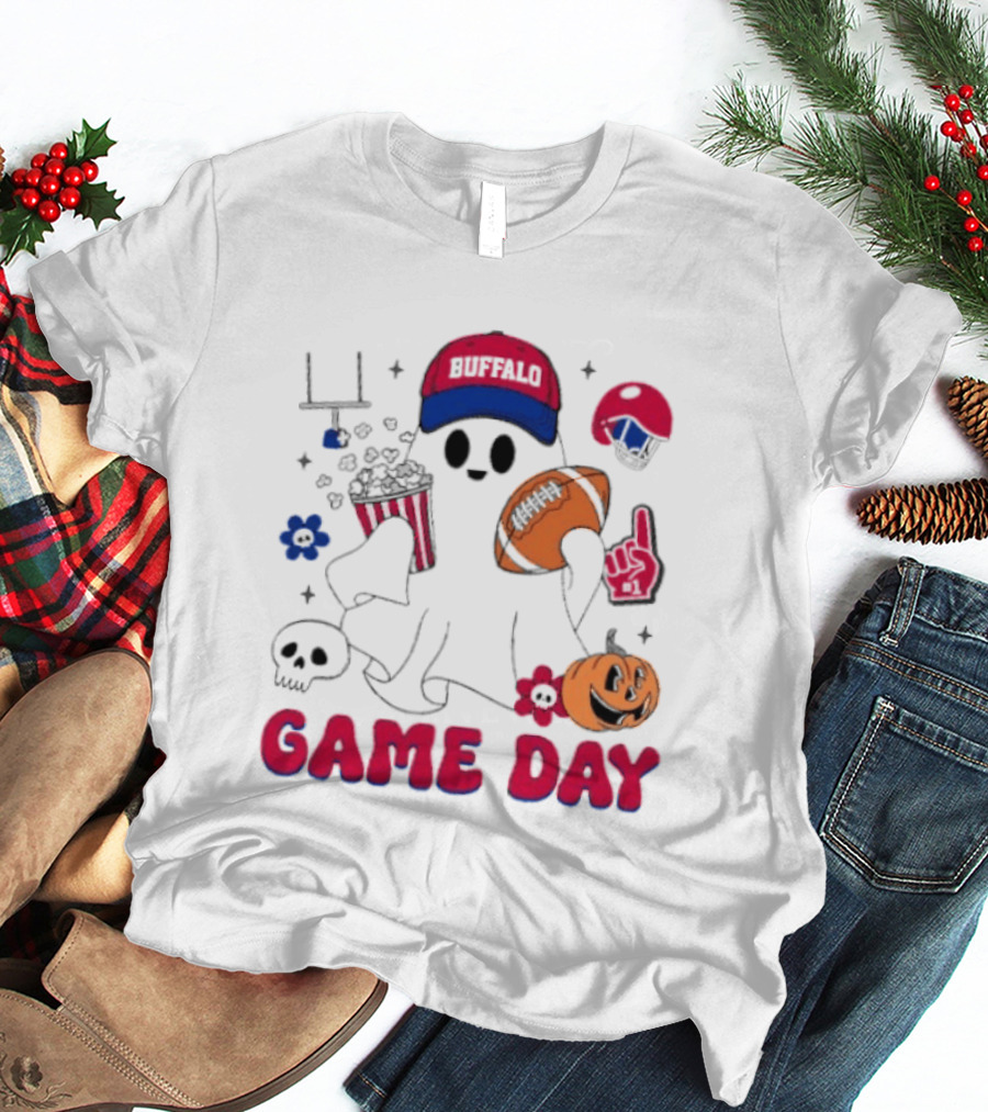 Buffalo Game Day Ghost Halloween Football Fun T-Shirt
