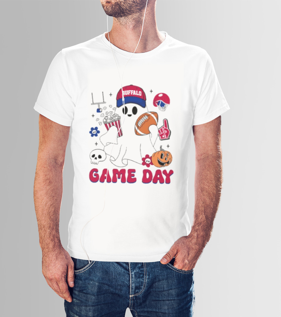 Buffalo Game Day Ghost Halloween Football Fun T-Shirt