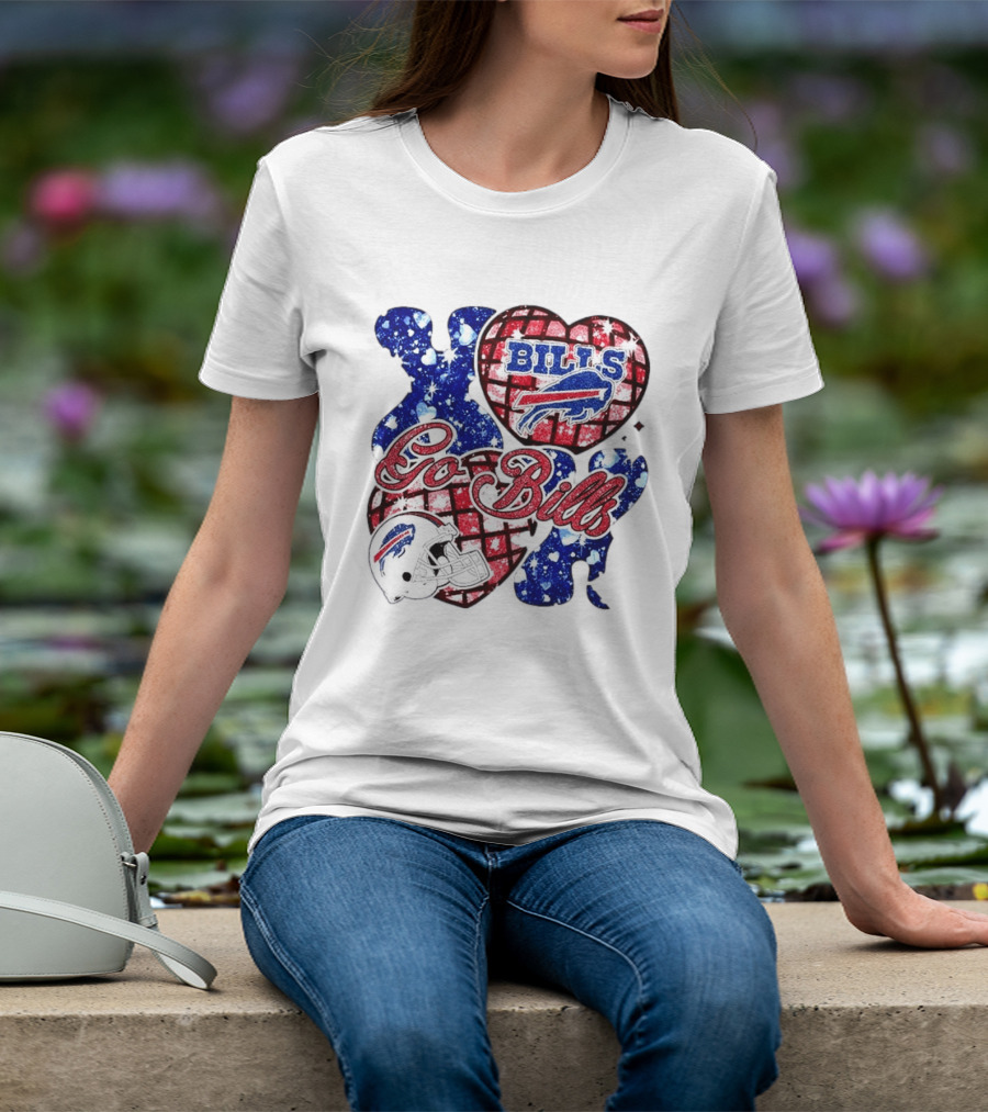 Buffalo Bills Go Bills Heart Valentine's Day Football T-Shirt