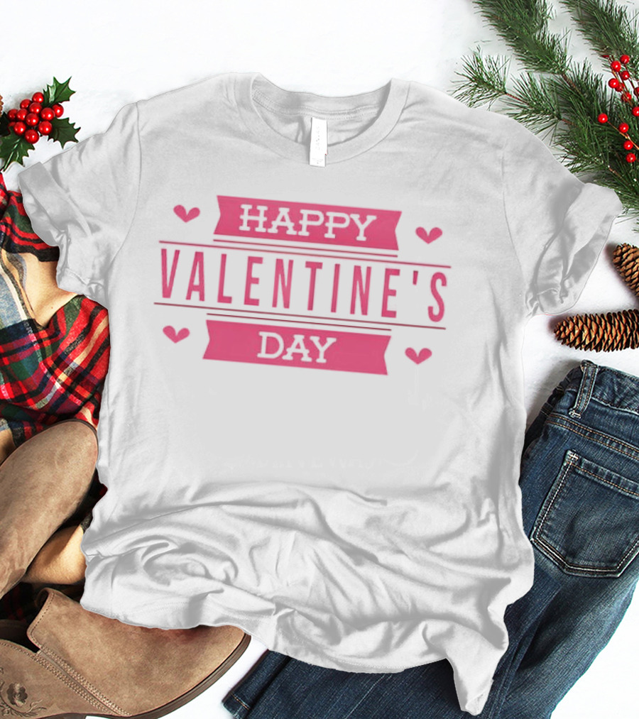 Happy Valentine's Day Pink Hearts Celebration T-Shirt