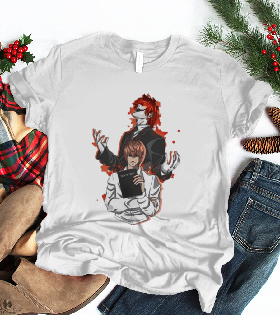 Light Yagami Raito And Ryuk Holding Death Note Anime T-Shirt