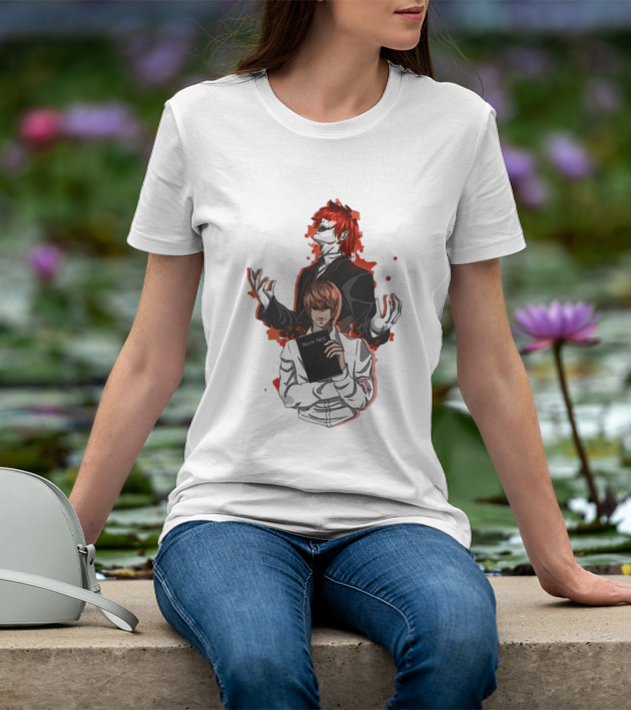 Light Yagami Raito And Ryuk Holding Death Note Anime T-Shirt