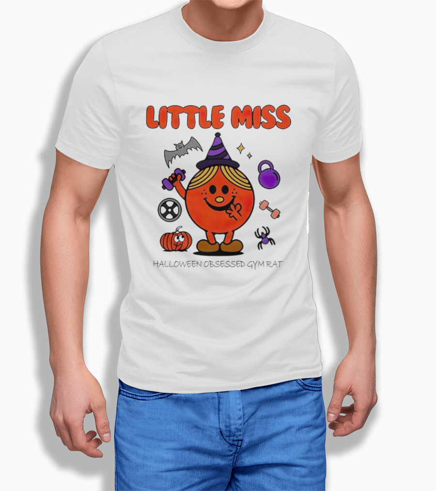Little Miss Halloween Obsessed Gym Rat Witch With Pumpkins And Weights T-Shirt