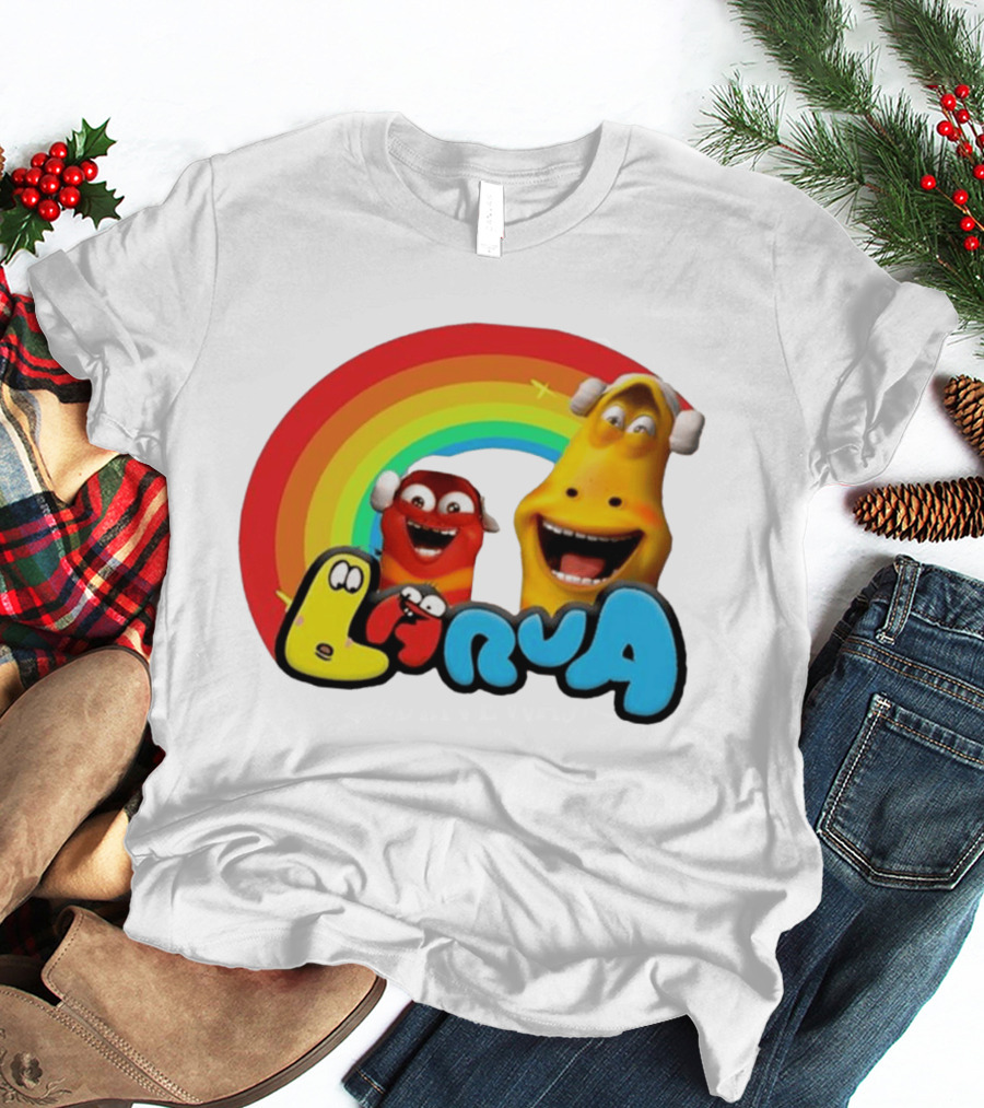 Larva Cartoon Characters With Rainbow T-Shirt
