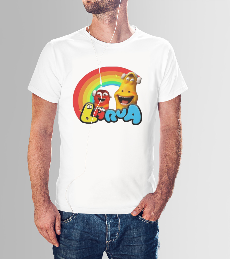 Larva Cartoon Characters With Rainbow T-Shirt