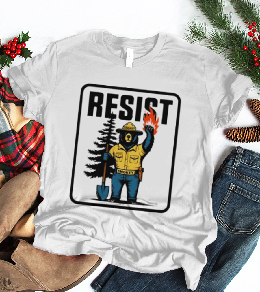 Resist Smokey Fire Prevention Bear California Forest T-Shirt