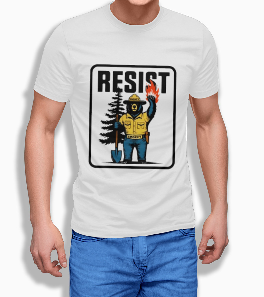 Resist Smokey Fire Prevention Bear California Forest T-Shirt