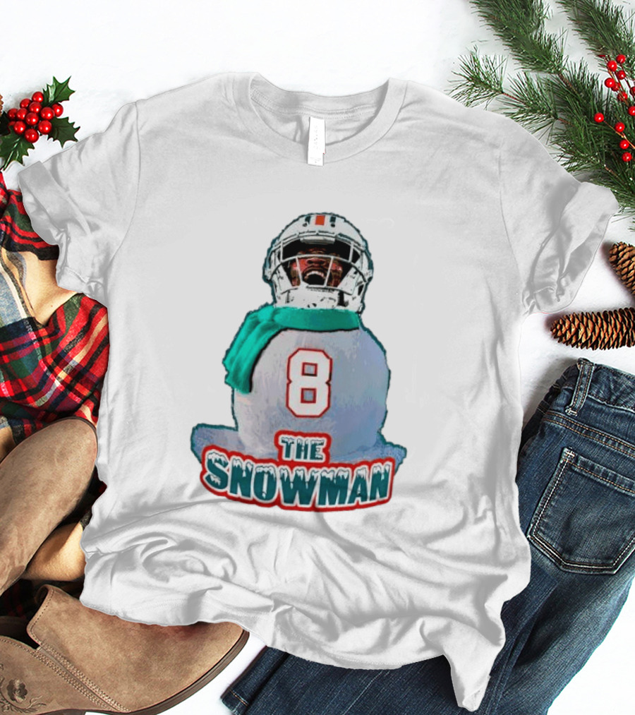 Miami Dolphins Jevon Holland 8 The Snowman Christmas T-Shirt