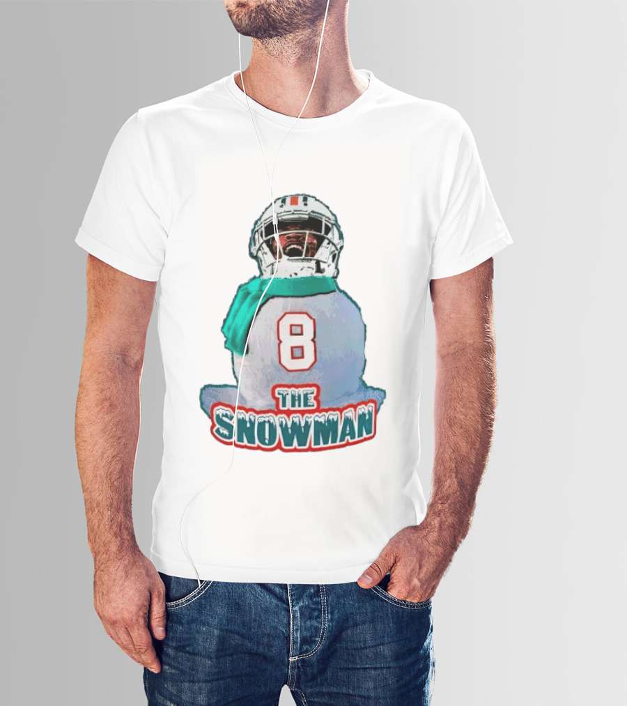 Miami Dolphins Jevon Holland 8 The Snowman Christmas T-Shirt