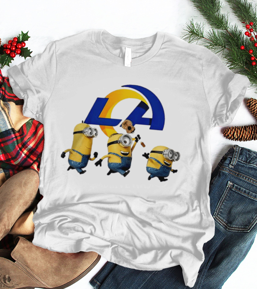 Minions LA Rams Football Team Crossover Fun T-Shirt