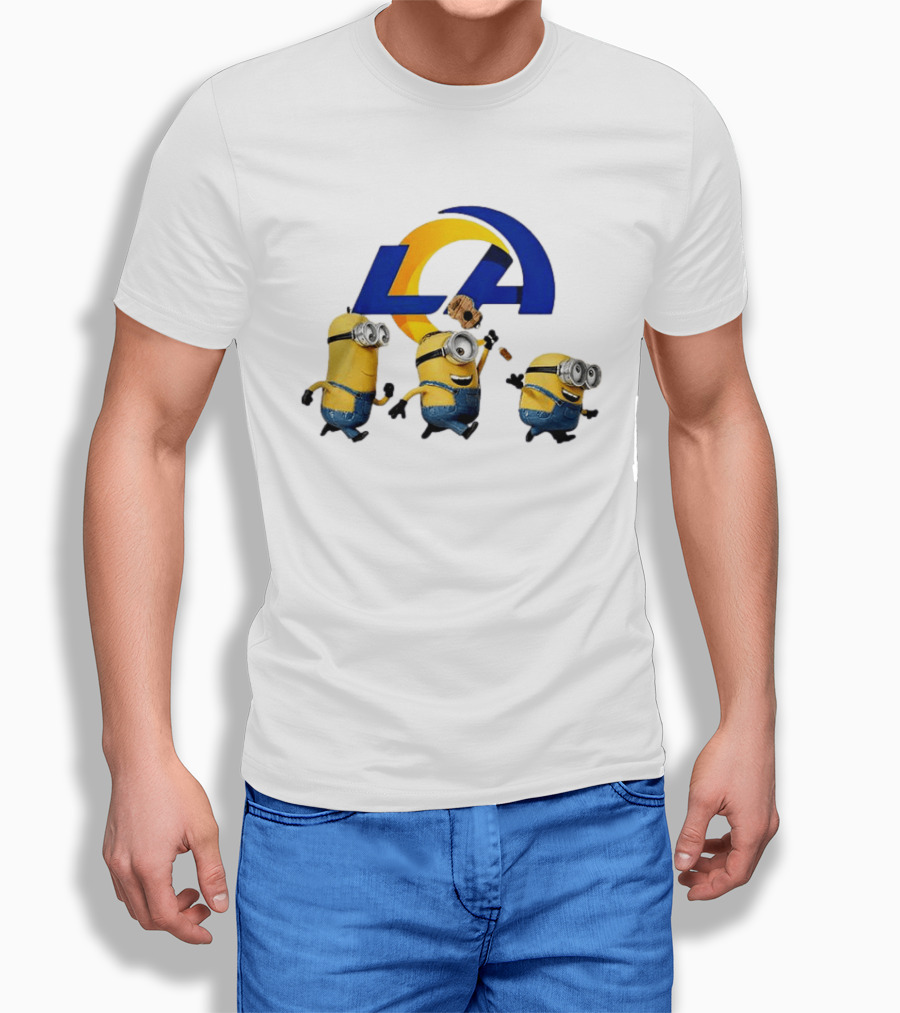 Minions LA Rams Football Team Crossover Fun T-Shirt