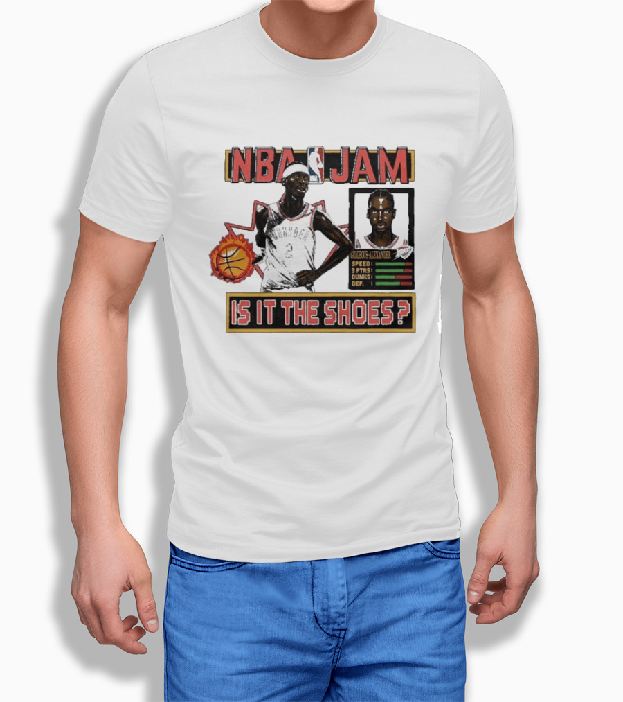Shai Gilgeous Alexander Oklahoma City Thunder NBA Jam Is It The Shoes Homage Tri Blend T-Shirt