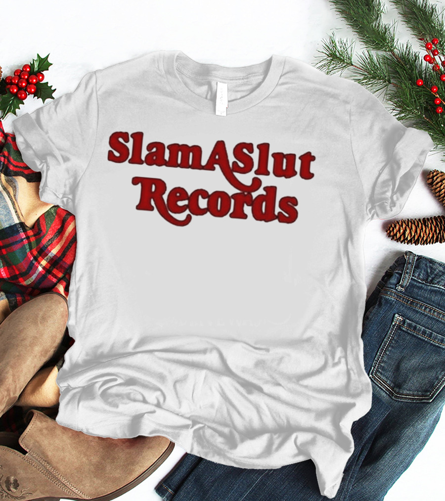 SlamASlut Records Vintage Inspired Music Label T-Shirt