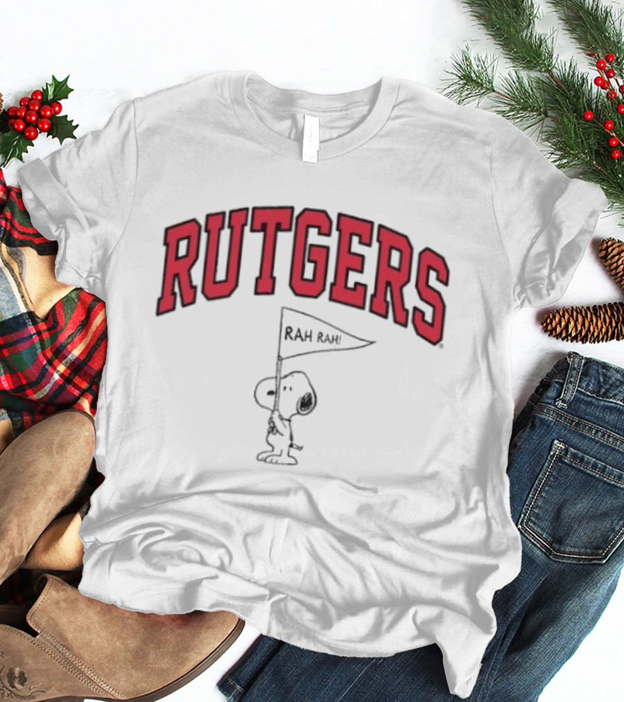 Rutgers Scarlet Knights Snoopy Rah Rah Flag T-Shirt