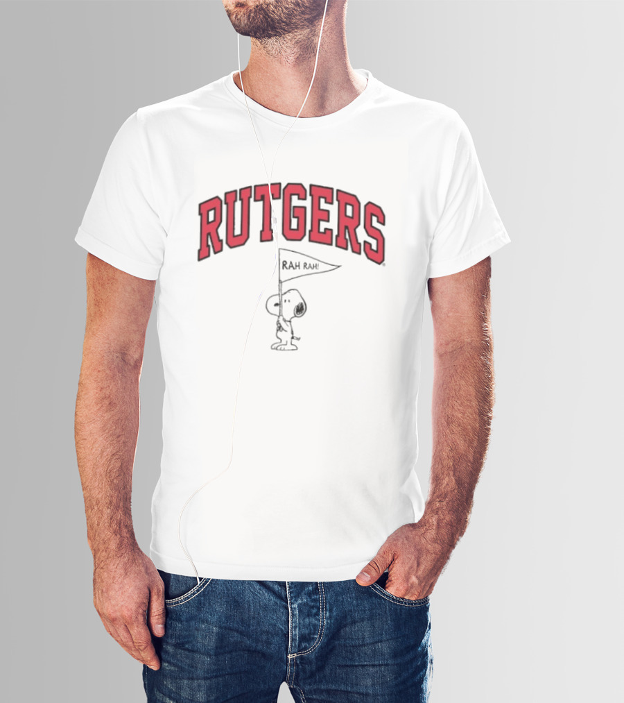 Rutgers Scarlet Knights Snoopy Rah Rah Flag T-Shirt