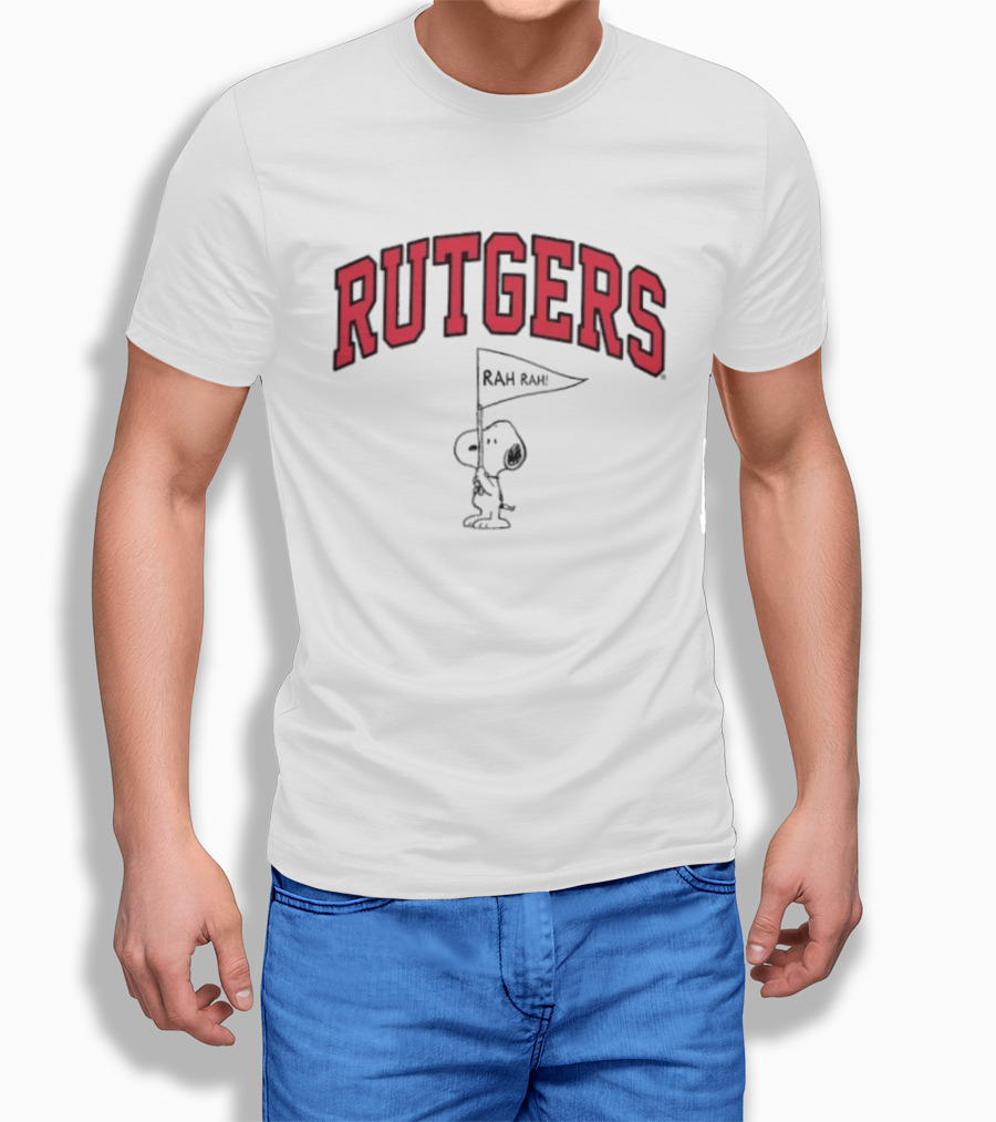 Rutgers Scarlet Knights Snoopy Rah Rah Flag T-Shirt