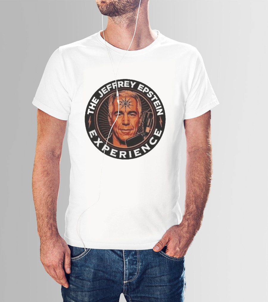 The Jeffrey Epstein Experience Meme Parody Headshot With Microphone And Psychedelic T-Shirt