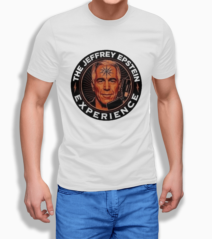 The Jeffrey Epstein Experience Meme Parody Headshot With Microphone And Psychedelic T-Shirt