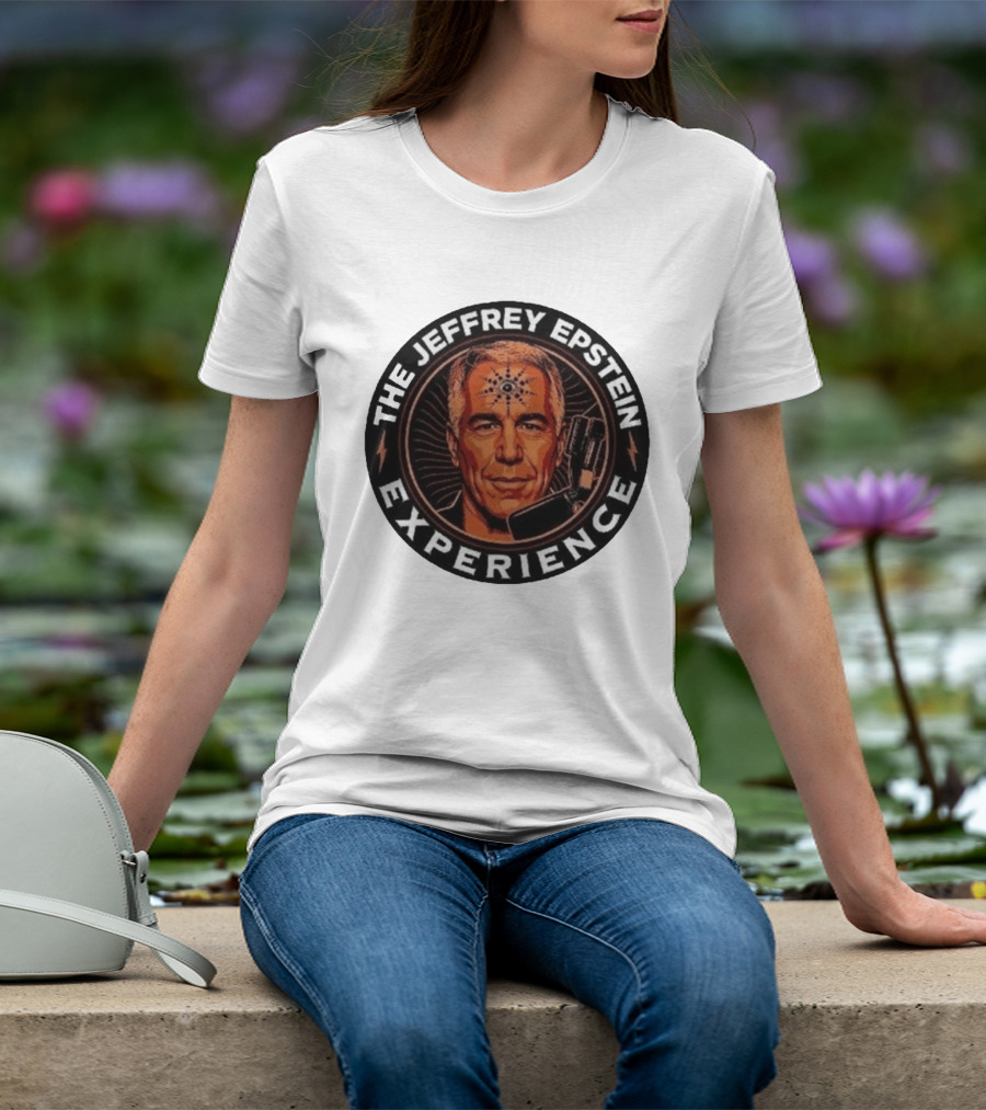 The Jeffrey Epstein Experience Meme Parody Headshot With Microphone And Psychedelic T-Shirt