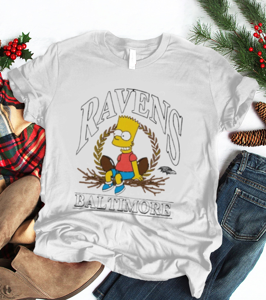 Baltimore Ravens Bart Simpson Crossover 2025 T-Shirt