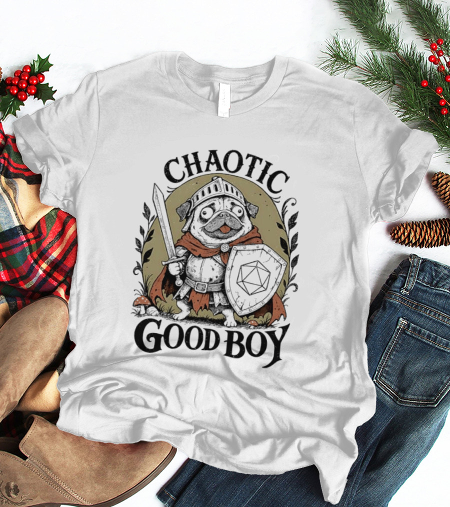 Chaotic Good Boy Pug Knight Adventure Dungeons And Dragons T-Shirt