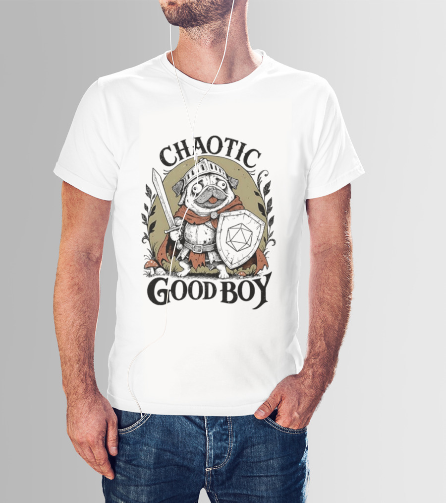 Chaotic Good Boy Pug Knight Adventure Dungeons And Dragons T-Shirt