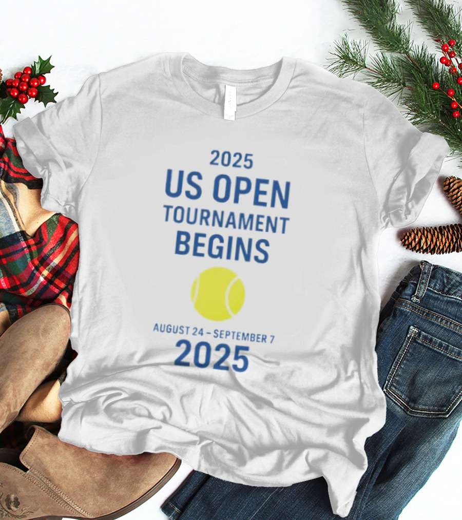 2025 US Open Tournament Begins August 24 To September 7 Tennis Ball T-Shirt